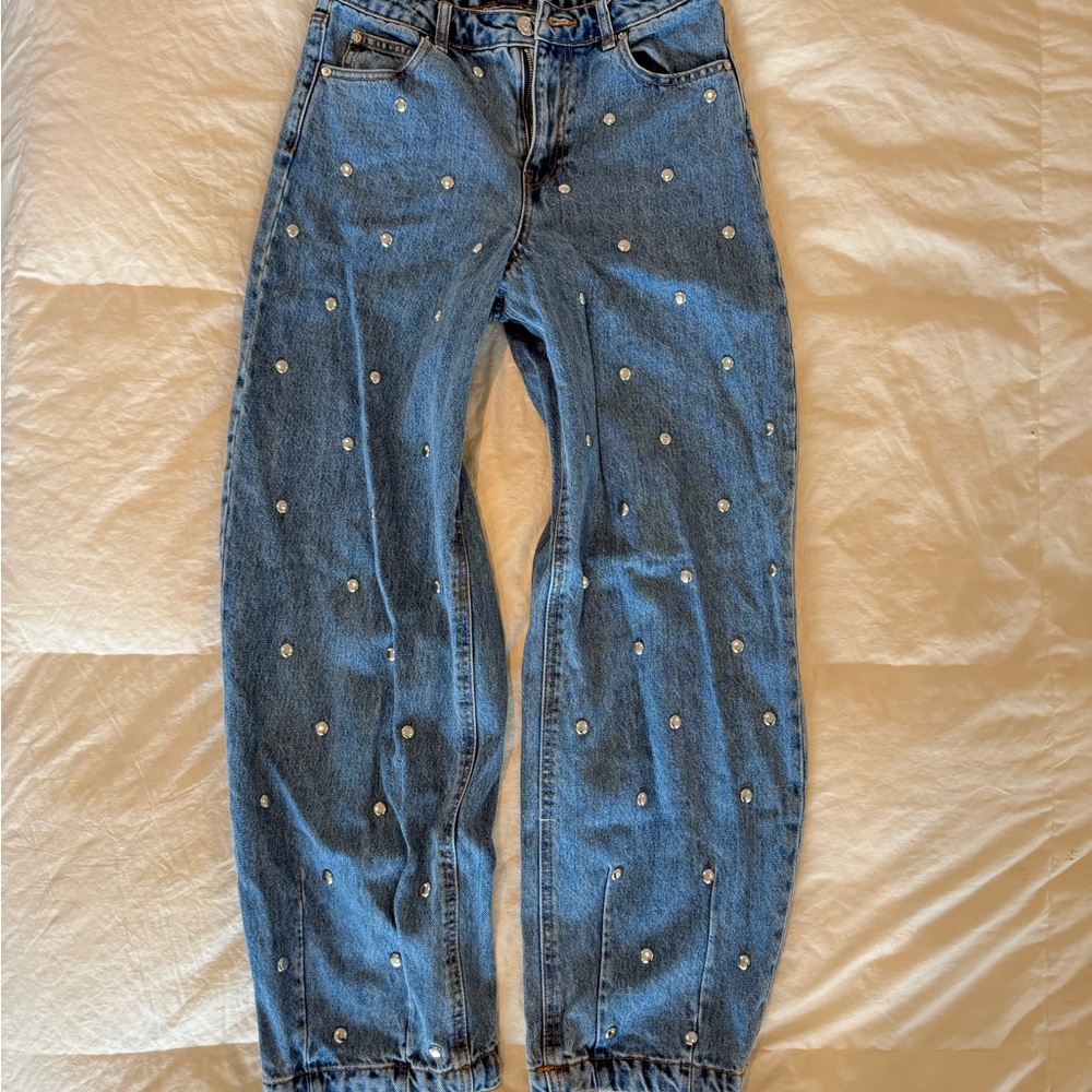 Embellished Blue Boyfriend Jeans